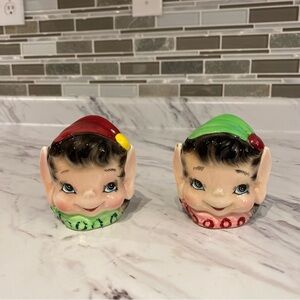 Vintage Lefton Elf Salt & Pepper shakers kitschy Christmas pixies